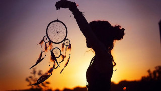 Woman dreamcatcher sunset silhouette tree - sunset free wallpaper