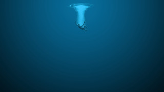 Blue ocean large wave person - the water below free wallpaper
