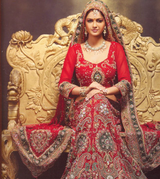 Woman red gold bridal gown 2 - gaudy free wallpaper