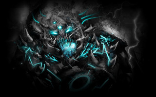 Black blue demonic face numbers - demonic free wallpaper