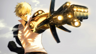 Man holding metal object sky 2 - mecha free wallpaper