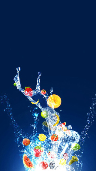 Fruit falling water splash blue - the water free wallpaper
