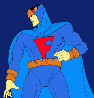 Cartoon man blue suit red - heroic free wallpaper