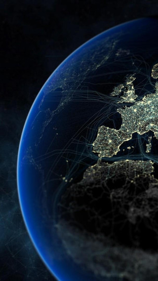 Satellite image europe night lights - a blue earth free wallpaper
