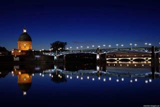 Bridge river clocktower night lights 5 - a bridge over a river free wallpaper