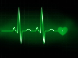 Heartbeat green glow black background - single body free wallpaper