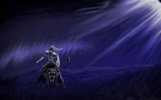Person riding horse night sky - the horizon free wallpaper