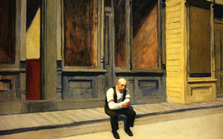 Man sitting step building black - hopper free wallpaper