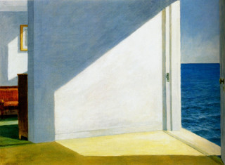 Room door ocean view bed - hopper free wallpaper