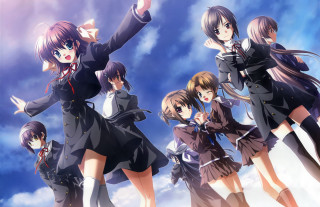 Anime girls cloudy sky arms - a cloudy sky free wallpaper