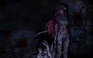 Woman bloody wall knife hand - bloody free wallpaper