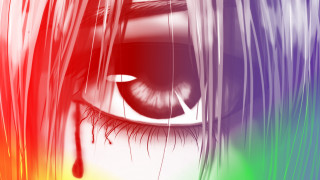Crying woman rainbow blood anime - a rainbow background free wallpaper
