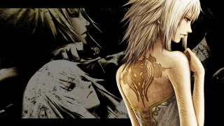 Woman tattoo black background man - her back free wallpaper