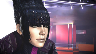 Eve ryder black hair purple - a red light behind her free wallpaper