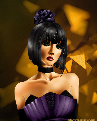 Woman purple dress flower hair - didier mouron free wallpaper