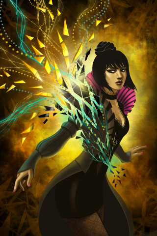 Woman flowers fireworks background celebration - art nouveau free wallpaper