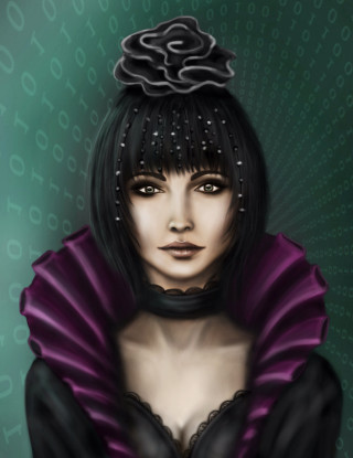 Woman rose black dress green - free cyberpunk wallpaper