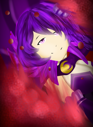 Purple hair purple scarf woman - her neck and chest free wallpaper