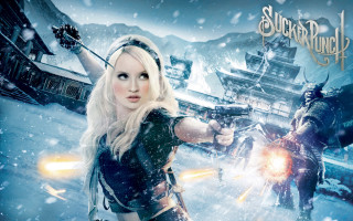 Woman holding gun group people - pop surrealism free wallpaper