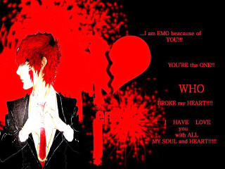 Red haired man gothic anime - a red heart free wallpaper