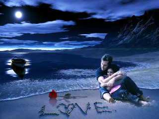 Man woman beach love boat - a man and woman free wallpaper