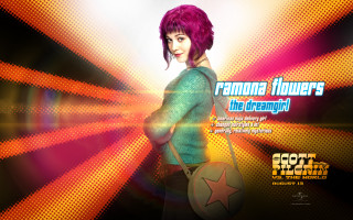 Woman pink hair green bag - a bright background free wallpaper