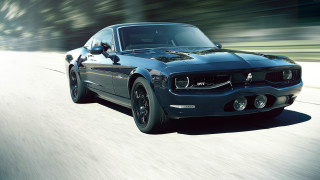 Blue mustang driving road trees 2 - the car free wallpaper