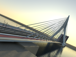 Bridge water boat sunset sky - the water below free wallpaper