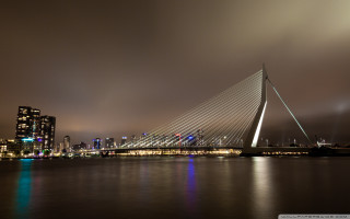 Bridge water city night lights 43 - a city in the background free wallpaper for desktop