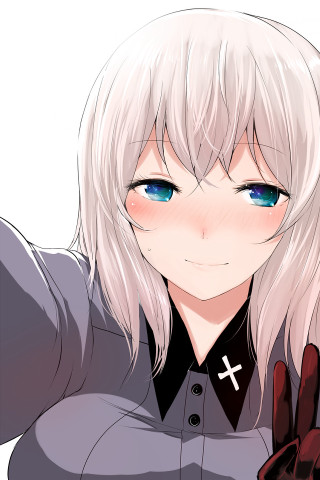 White hair blue eyes military - a cross free wallpaper