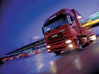 Red truck night street bridge - a red truck free wallpaper