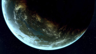 Large blue planet star background - a few star free wallpaper