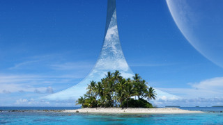 Tall tower island ocean palm - a small island in the middle of the ocean free wallpaper