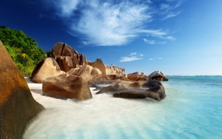 Beach rocks water blue sky 13 - the shore free wallpaper