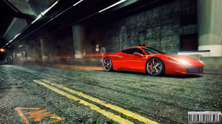 Red sports car driving tunnel 2 - a tunnel free wallpaper