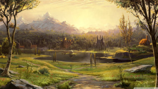 Landscape river mountains forest trees - the background and a forest free wallpaper