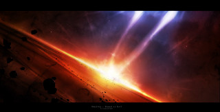 Space bright orange blue light - chris cold free wallpaper