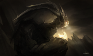 Dark creature glowing eye glowing - rock free wallpaper