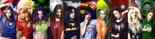 Women group colorful wall portrait - same free wallpaper