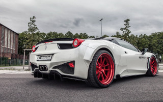 White sports car red rims 7 - the street in front free wallpaper
