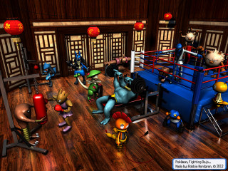 Cartoon characters boxing ring wooden - ring free wallpaper