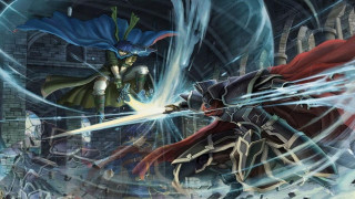 Castle battle man woman swords - sword free wallpaper