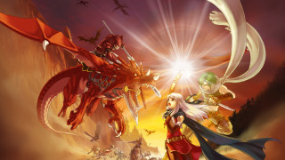 Anime couple sunset dragon sword - sots art free wallpaper