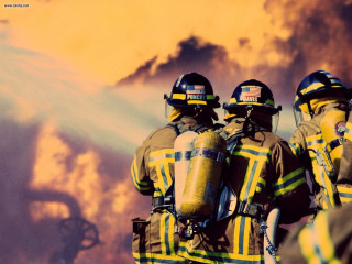 Firefighters mountain sky clouds standing - david lachapelle free wallpaper