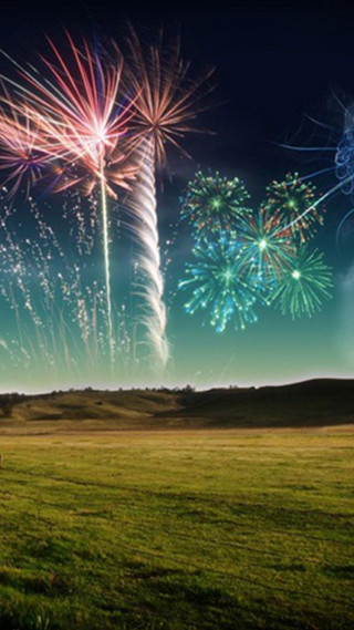 Field horse fireworks person grass - free new year wallpaper