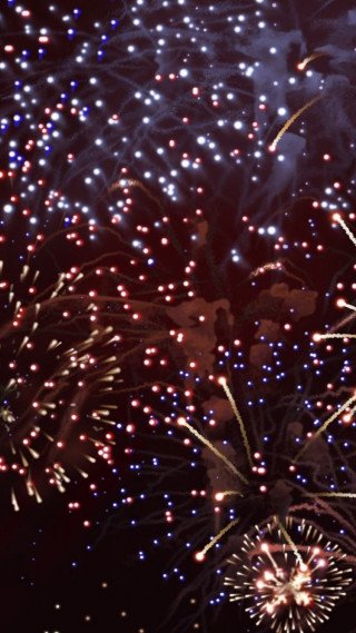 Fireworks sky lights clock celebration - free new year wallpaper