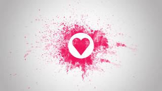 Heart white circle gray background - pink free wallpaper