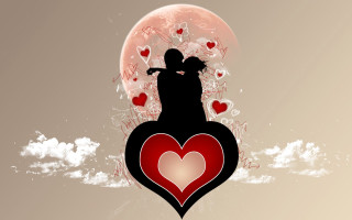 Couple heart moon floating hearts - a couple free wallpaper