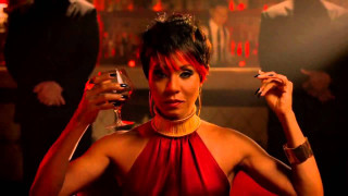 Red dress woman smoking wine - daphne allen free wallpaper