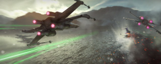Sci fi fighters mountain range - matte painting free wallpaper